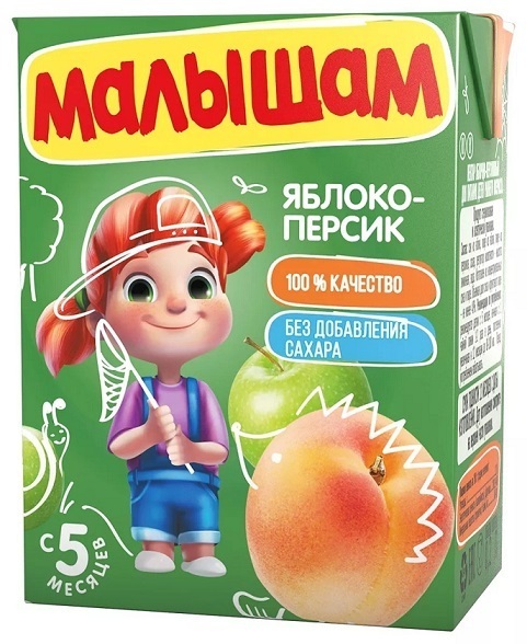 С/ Нектар "Фруто няня" Малышам 0,2 л Яблоко/Персик 1*18 ( Фруто Няня)