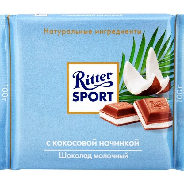 Шок. "Риттер Спорт" Кокосовая стружка100 г. 1*12